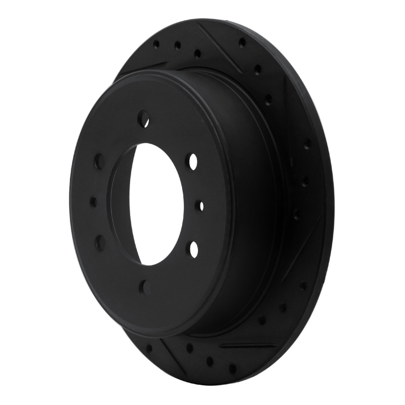 Hummer H3 Brake Rotor (1) - Rear Right - R1 Concepts - Drilled & Slotted - Black - `06-`10